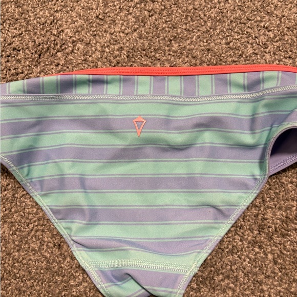 Ivivva by Lululemon Kid's Striped Swim Bottoms - Green and Blue Girl's Size 8 - Picture 3 of 8